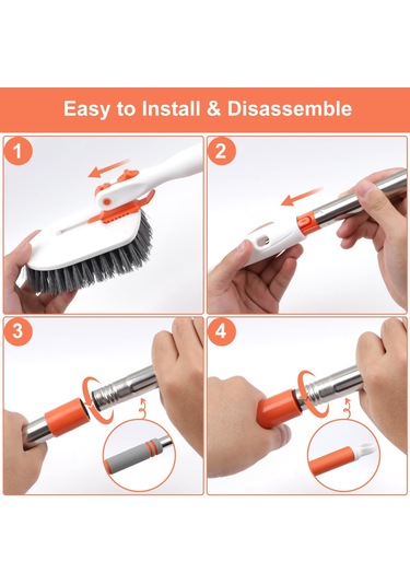 Sones 52 İnç Ayarlanabilir Saplı Duş Temizleme Fırçası Küvet Fayans Fırçası, Özellikler: Set 3