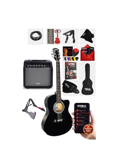 Midex Rg-560bk-amp Siyah Amfili Elektro Akustik Gitar Full Set