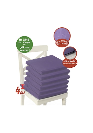 Xpermate 6'lı Sandalye Minderi Su İtici Kumaş 40 x 40 CM Mor