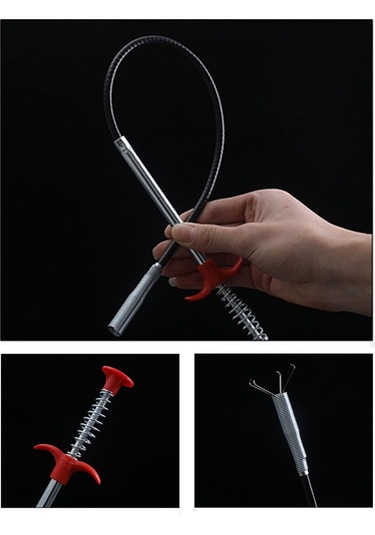 Dofolink Ev İçin Çelik Tel 4 Pençeli Tüp Tıkanıklık Açıcı - Mutfak, Banyo, Tuvalet Kanal Açma Aracı 1.6 Metre Diğer