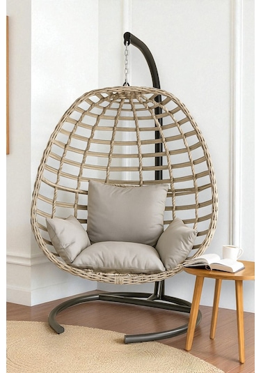Joymassa Rattan Bahçe Salincaği Tek Kişilik Bej