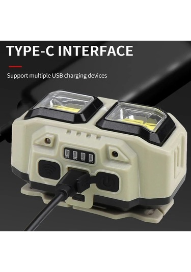 Liangmei Güçlü Indüksiyon Cob Led Far Usb Şarj Edilebilir Kafa