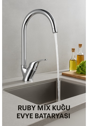 Ruby Mix Kuğu Evye Bataryası krom