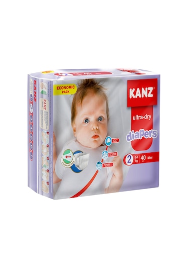 Kanz Ultra-Dry Diapers Bebek Bezi 2 Numara Mini Ekonomik Paket 40 Adet