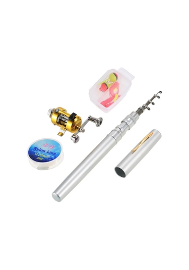 Dianziye Alüminyum Balıkçılık Seti: 1m Kalem Olta, Metal Makara, 25m Misina Ve Aksesuarlar Gümüş