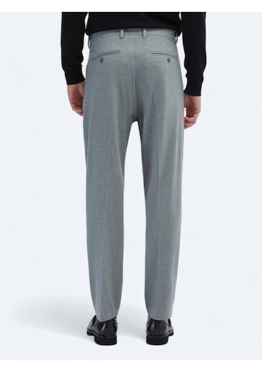 Gri Dokuma Carrot Fit Casual Pantolon Gri