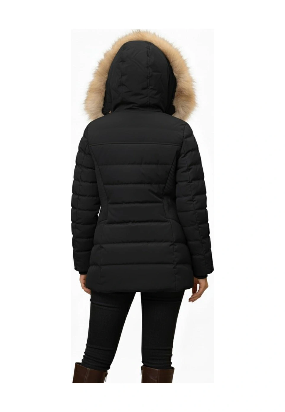 Kadın Büyük Beden Spor Kapüşonlu İçi Peluş Mont M5306 Bgl-st04892 Siyah