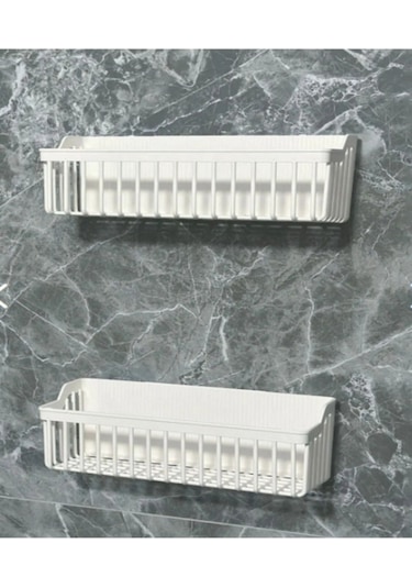 Yapışkanlı Raf Banyo Mutfak Düzenleyici Organizer Beyaz