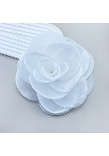 Novahub Tatlı Romantik Gül Broş Moda 3d Çiçek Saç Tokası Yeni Kumaş Gül Çiçeği Pin-up Broş Beyaz Beyaz