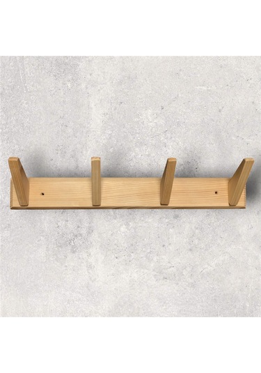 Tek-iş Masif Ahşap Portmanto Duvar Askısı Dörtlü 4'lü Ahşap Duvar Askısı Ahşap