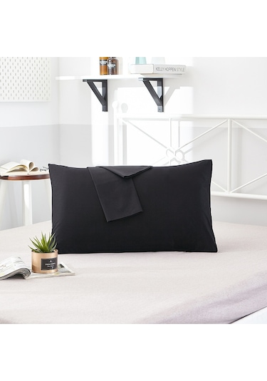 Maiyame Siyah Tek Kişilik Yastık Kılıfı 48x74 Cm - Ev Otel Kullanıma Uygun 40 Pamuk 13372 Dikişli Saçma Renksiz Çift Paket Diğer