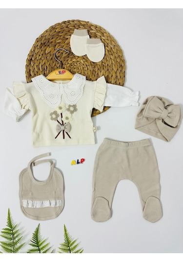 Alpbebe Berlin Yenidoğan 5li Set - Bej Bej