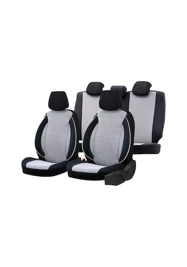 Toyota Uyumlu Rav4 Serisi Oto Koltuk Kilifi Siyah-Beyaz