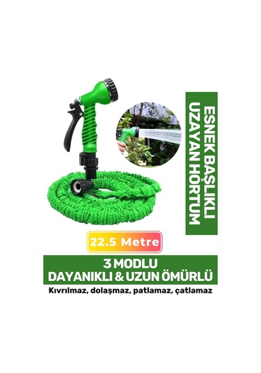 Premium Dolaşmaz Kırılmaz 7 Kademe Uzayan Bahçe Sulama Araç Yıkama Tabanca 22.5 Metre Sihirli Hortum