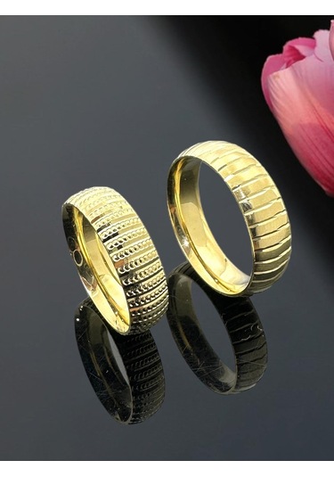 Parlak Gamze İçi Bombeli 14 Ayar Altın Alyans Yüzük