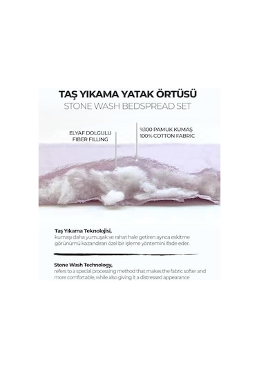 Evlen Home %100 Pamuk Çift Kişilik Özel Taş Yıkama Yatak Örtüsü Lüks Yumuşak Dayanıklı Modern Vitali Antrasit