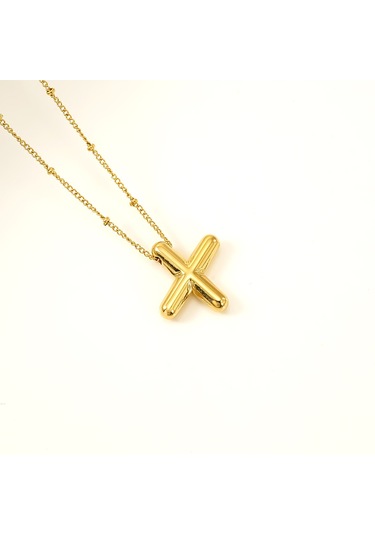 Relaxed Parlak Mektup Kolye Tombul Avrupa Ve Amerikan Modası Basit Köprücük Kemiği Zinciri-x Altın