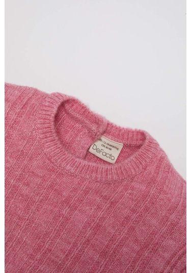 DeFacto Kız Bebek Bisiklet Yaka Triko Pembe Kazak C8314A524WNBR105