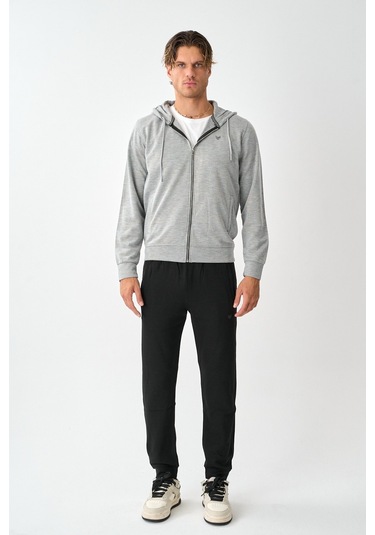 Dechers Tech Fleece Double Face Kapüşonlu Erkek Eşofman Takım E213-18 Açık Gri