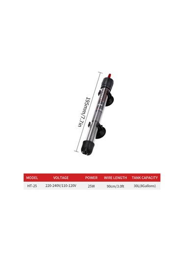 Xiyyadms Akvaryum Ve Kaplumbağa Tankları İçin Otomatik Sıcaklık Kontrollü Isıtıcı Çubuk, 25w/50w, Cam Malzeme