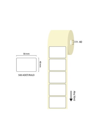Tanex Eco Termal Barkod Etiketi 58 Mm X 40 Mm 40 Mm Çaplı 500'lü 1 Rulo 50
