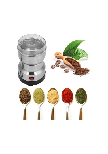 Vkemall 304 Paslanmaz Çelik + Abs Elektrikli Kahve Değirmeni - Fıstık, Baklagil, Baharat Öğütücü - Transparan Kapaklı, Hızlı Ve Eşit Öğütme - 110v-240v Siyah+gümüş