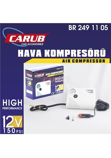 Carub Hava Kompresörü Yassı 12v Beyaz