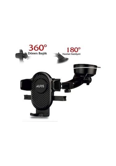 Auris H115 Boy Ayarlı Vantuzlu Araç İçi Telefon Tutucu Siyah