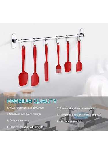 Silikon Spatula Ve Kaşık Seti, 6 Parça Silikon Mutfak Gereçleri Kırmızı Kırmızı Diğer