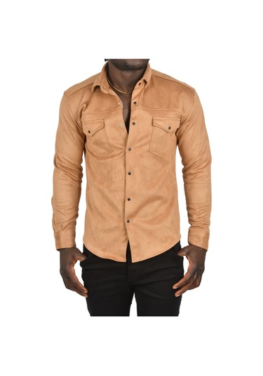Deepsea Erkek Camel Çift Cep Süet Gömlek 2302329 Camel