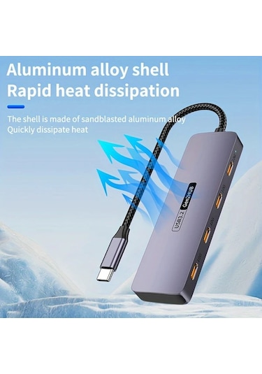 Xuweiwei 4 In 1 4c Hub Usb3 2 10gbps Yuksek Hizli Veri Transferi 4 Type C Portlu Mobil Telefon Tablet Uyumlu Windows İos Sistemleri Destekler