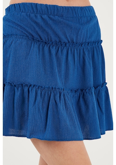 Lela Beli Lastikli Mini Bayan Şort Etek 5865038 Saks