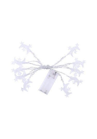 Geeksen Ay Yıldız Desenli 10 Led Dekoratif Işık Zinciri, 1.5m Uzunluk, 2xaa Pil İle Çalışır, Sıcak Beyaz Sabit Aydınlatma, Mini Taşınabilir Noel Dekorasyonu Beyaz