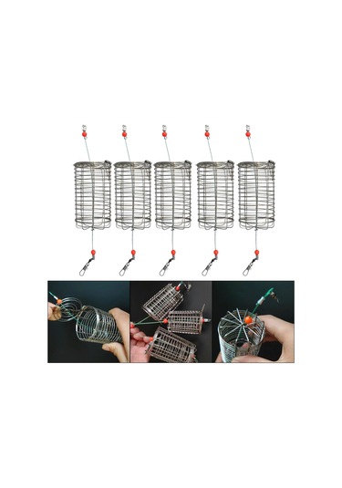Homyl 5x Katı Balıkçılık Besleyici Kafes Sepet Konteyner S