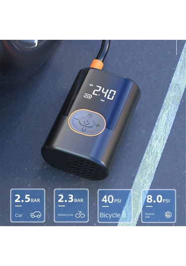 Reedark Kablosuz Araç Lastik Pompa 150 Psi, Akıllı Ekranlı, Otomatik Kapanma, Powerbank Ve Led Işıklı, Motosiklet Bisiklet Uyumlu