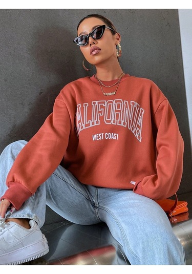 Kod Adr-shen Ezwear Letter Graphic Drop Shoulder Sweatshirt-trzksw35 Çok Renkli