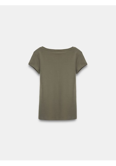 Dilvin 32688 %100 Pamuk Basic T-shirt-haki