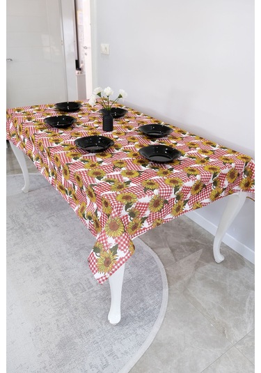 Sufre Sıvı Geçirmez Masa Örtüsü Sofra Bezi Sofra Örtüsü Piknik Örtüsü Ayçiçeği Kırmızı