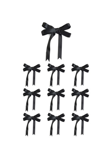 10 Adet Siyah Saten Fiyonk Süsleme Küçük Kurdele Seti