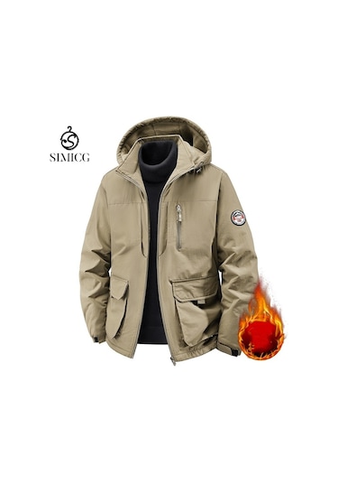 İş Giyim Su Geçirmez Naylon Rüzgarlık, Meikeduo Açık Hava Sporları Polar Astarlı Bisiklet Ceketi Haki