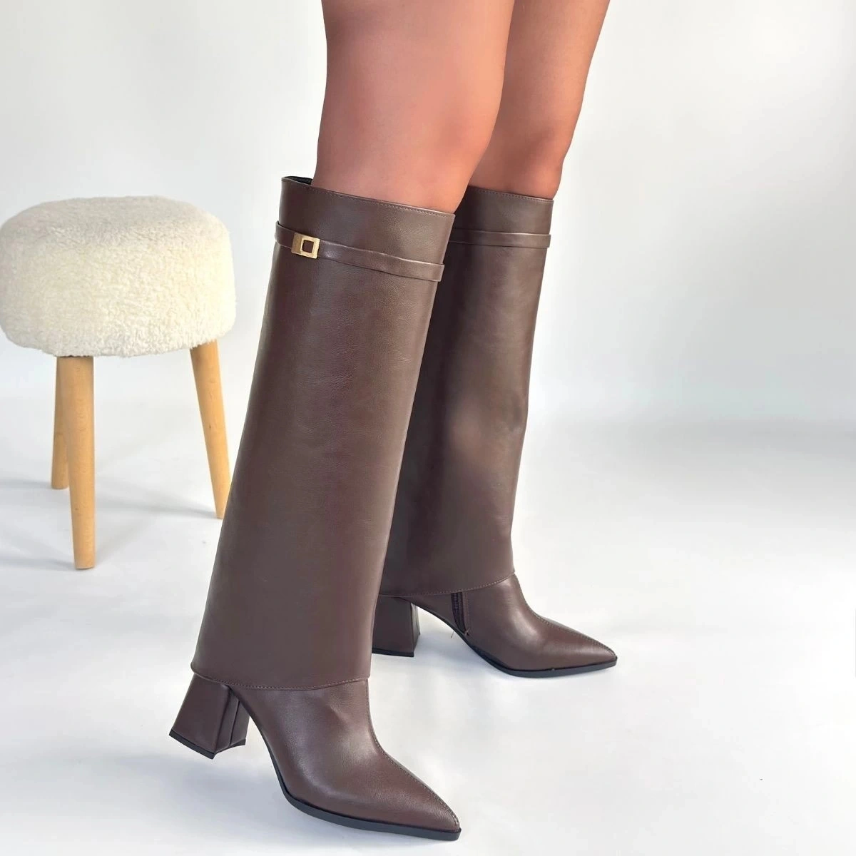 Biçomi Jike Kahverengi Cilt Tak Çıkar Çizme Çok Renkli