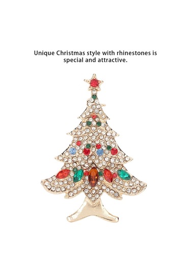 Mufunye Kırmızı Taşlı Noel Ağacı Desenli Yetenekli Broş - Kaliteli Alyaş材质 - Partiler Ve Hediyeler İçin Ideal Diğer
