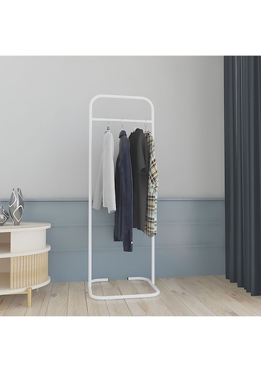 Metallica Concept Butik Dik Tekli Beyaz Konfeksiyon Askısı Ayaklı Askılık Elbise Askılığı Beyaz