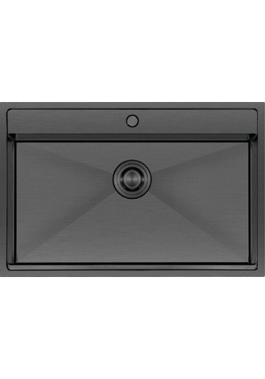 Crauf Poli 6303 Pvd Füme Tek Gözlü 51x78 Cm Paslanmaz Çelik Mutfak Eviyesi Füme