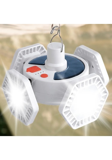 V169 4 Taraflı Açık Kamp Işıkları Solar Şarj Acil Çadır Işıkları Destek Telefon Şarjı Rc Versiyonu