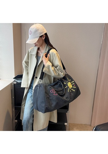 Sones Graffiti Kişisel Seyahat Çantaları Açık Hava Rahat Büyük Kapasiteli El Çantası Çapraz Askılı Çanta Siyah