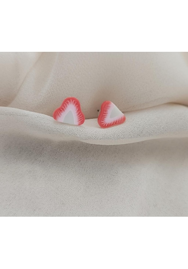 Küpe Çilek Minik Kadın Genç Kız Bebek Küpesi Takı Aksesuar Renkli