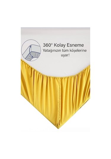 Ranforce Sarı Pamuklu Tek / Çift Kişilik Battal Tam Kenar Lastikli Çarşaf 14 Renk Fıtted Sarı