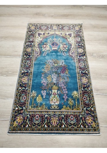 Bambu Halı Seccade Sec15 Turkuaz Namazlık 70x110 Cm