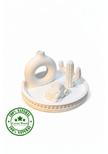 Ceren Wooden Boyanabilir Dekoratif Trio Set